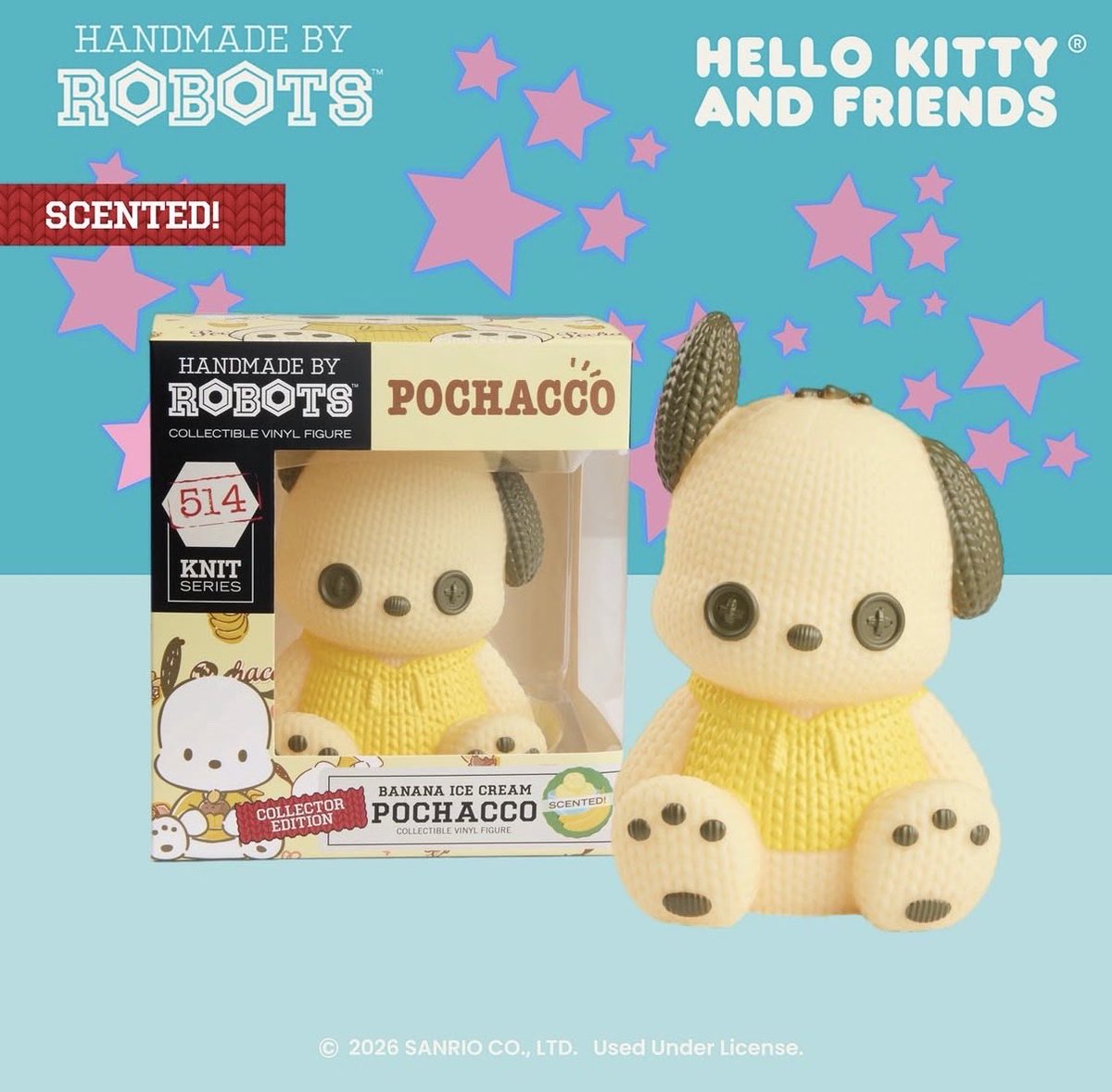 sanrio_fan_jp's tweet photo. 海外グッズ
＼あみぐるみ…じゃない！？甘く香るサンリオフィギュア❤️／

アメリカのフィギュアブランド「Handmade by Robots」から、サンリオの仲間たちの新作コレクションが到着✨

まるで温かみのあるあみぐるみ（ニット）のような立体デザインですが、実はしっかりとしたビニール製フィギュア！ボタン仕様の目元もちんまりして可愛い仕様です。

さらに、それぞれのキャラクターに合わせた甘い香りが漂うギミック付き（SCENTED!）🍭
チョコキャットは濃厚チョコレート、ポムポムプリンはキャラメルプリンなど、お部屋に飾るだけで幸せな香りに包まれる最新海外トイです✨

#サンリオ #海外限定 #HandmadeByRobots #フィギュア #ポムポムプリン #ポチャッコ