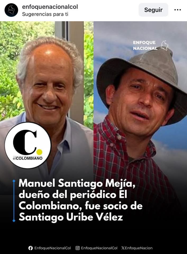 GoezFranco26739's tweet photo. @elcolombiano El pasquín @elcolombiano del PARACO Manuel Antonio Mejía socio del ASESINO PARAMILITAR Santiago Uribe Vélez,cada día más arrastrado al ESTAFADOR AUTORITARIO Abelardo de la Espriella.
A recular pues! https://t.co/g4mWVJQjs3