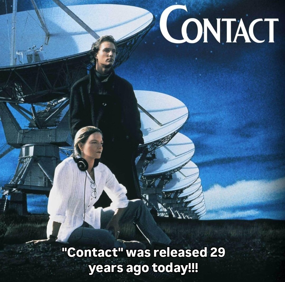 JoeTheGeek416's tweet photo. On this day in 1997, #Contact was released!!! What were your favorite scenes from this classic movie??? Comment down below 👇👇👇 #onthisdayinmoviehistory #robertzemeckis #jodiefoster #matthewmcconaughey #ellearroway #palmerjoss #alienmovies
#nostalgic #nostalgia #joethegeek https://t.co/8TOHxDzamI