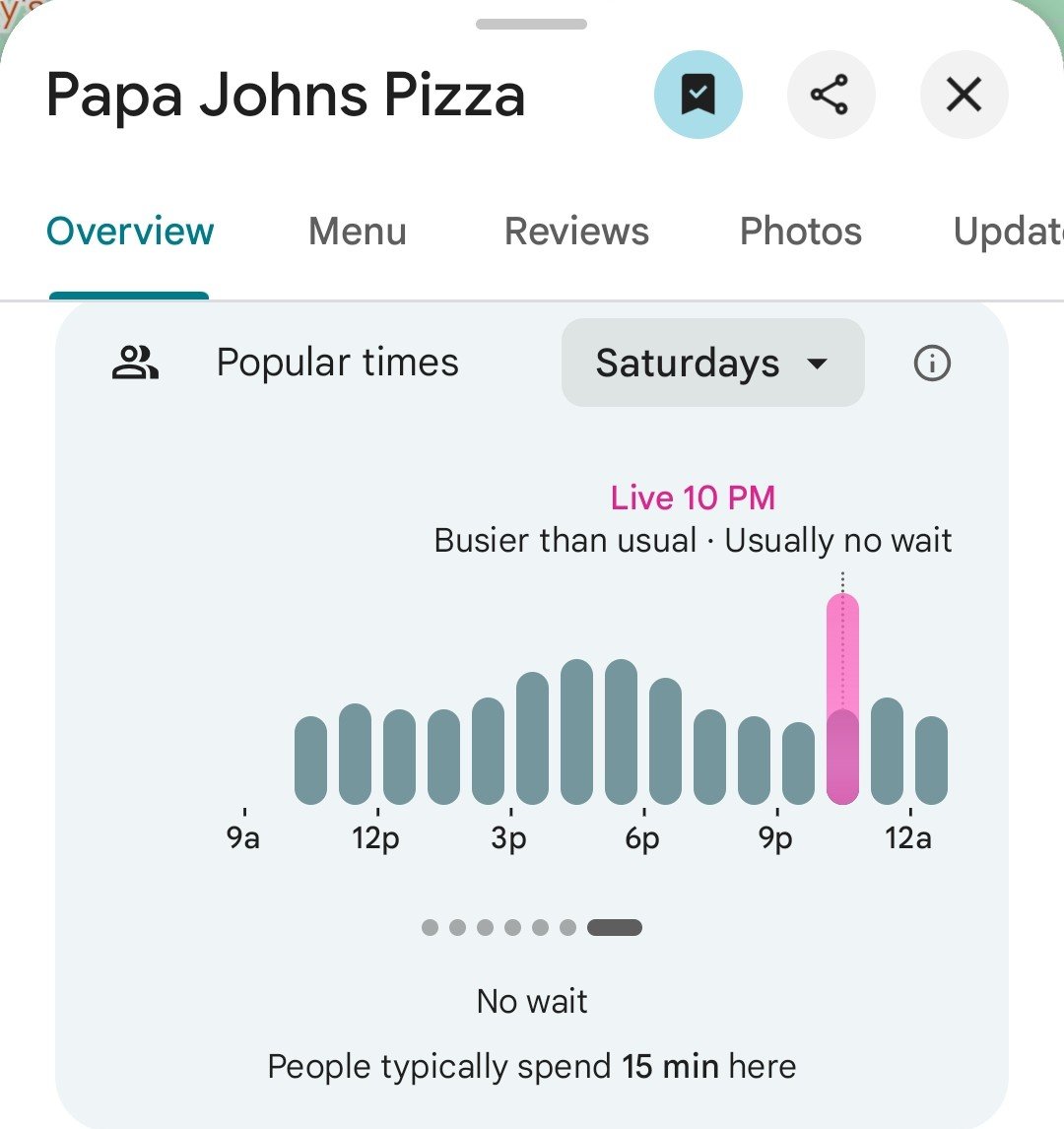 PenPizzaReport's tweet photo. The closest Dominos and Papa Johns to the Pentagon are reporting above average traffic. 

As of 10:20pm ET https://t.co/AdCXbkoYVe