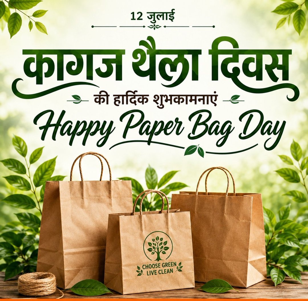 DrRajKumawat's tweet photo. पर्यावरण संरक्षण की दिशा में एक छोटा-सा कदम बड़ा बदलाव ला सकता है। आइए, विश्व पेपर बैग दिवस पर प्लास्टिक बैग का उपयोग छोड़कर पेपर बैग अपनाने का संकल्प लें। स्वच्छ, हरित और सुरक्षित भविष्य के लिए आज ही बदलाव की शुरुआत करें।
विश्व पेपर बैग दिवस की शुभकामनाएँ!
#WorldPaperBagDay https://t.co/uufJsTHCJG