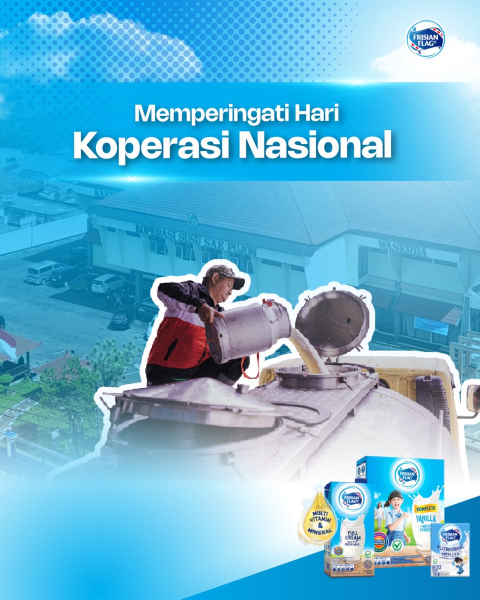 FrisianFlagID's tweet photo. Selamat Hari Koperasi Nasional!

Di balik setiap tetes susu yang hadir di meja keluarga, terdapat banyak peran yang saling menguatkan. Karena bagi kami, kebersamaan selalu menjadi awal dari langkah yang lebih besar. https://t.co/8af8DTO7VY