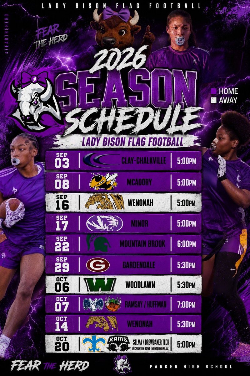 AHParkerFFG1's tweet photo. The stage is set 💜🦬

#whynotparker #girlsflagfootball https://t.co/BmJVm9w6jY