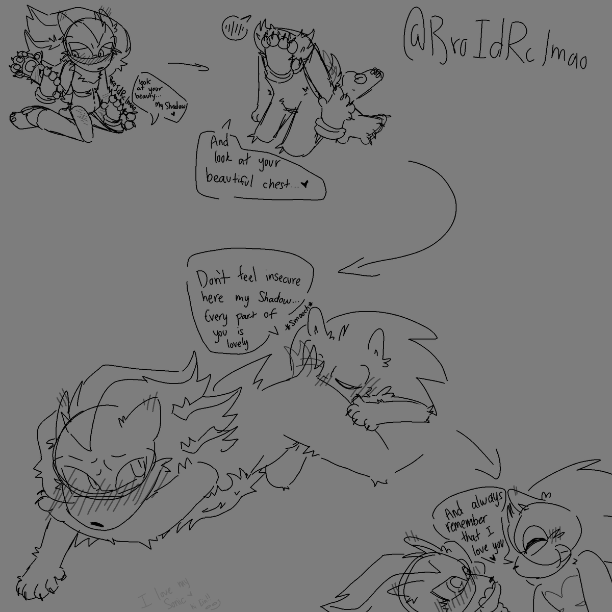 suscodedqueer's tweet photo. Piece 2: "Appreciating you"..
I'm insecure a lot so I just... I dunno, made this!! Semi-vent I guess? Augh I love my boyfriend he thinks I'm pretty ๐ฅน
#sonadow #shadonic #sonadownsfw #shadownsfw #sonicnsfw #ShadowTheHedeghog #bottomshadow https://t.co/5ZTTtKc8d0