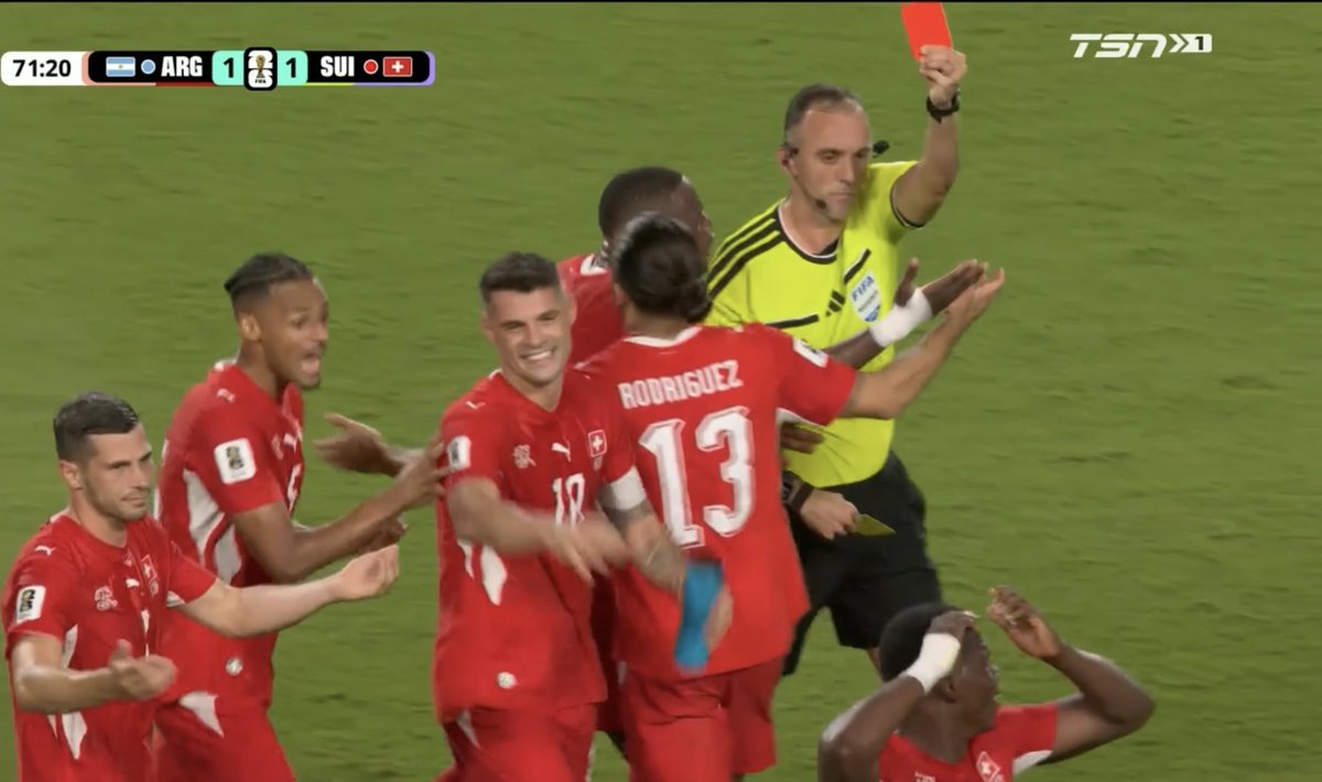 heis_fede's tweet photo. 2 minutes after Switzerland equalized their striker got sent off 😭😭😂 https://t.co/XOrn5DC7aB