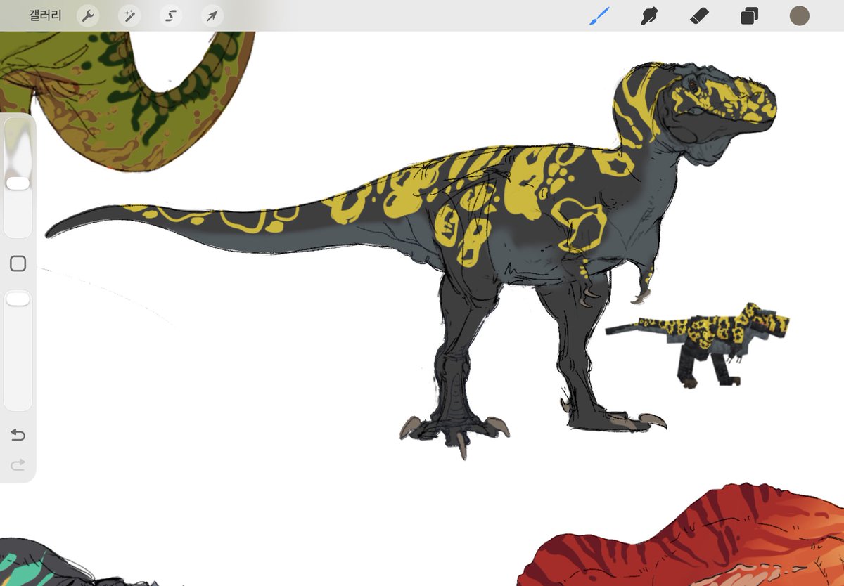 Meiogogok1olani's tweet photo. Raxiore Sauramax acro tarbo. #Raxiores #paleoart https://t.co/WtyhjPu5l9