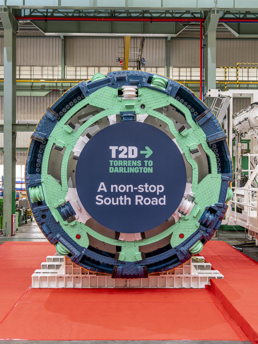 PMalinauskasMP's tweet photo. These are Australia’s first tunnel boring machines purpose-built to excavate cross passages.

And they’ve arrived here in South Australia for the Torrens to Darlington Project.

Every 120 metres, they’ll excavate a cross passage connecting the twin tunnels of the T2D, providing a vital safety feature and evacuation route in the unlikely event of an emergency.

Another milestone as we get closer to delivering a non-stop South Road.