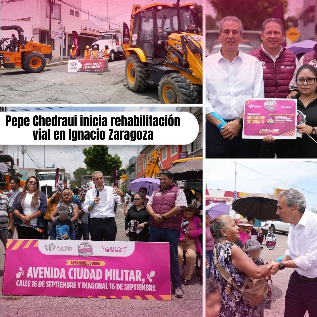 ImparablePuebla's tweet photo. ¡Arrancan las obras en Ignacio Zaragoza! 🚧🚜 @pepechedrauimx continúa trabajando por una movilidad más segura. Hoy iniciamos la rehabilitación en la Av. Ciudad Militar. ¡Resultados que se notan en tu colonia! 💪✨ #CapitalImparable #Puebla https://t.co/ZMKZ5XgUAl