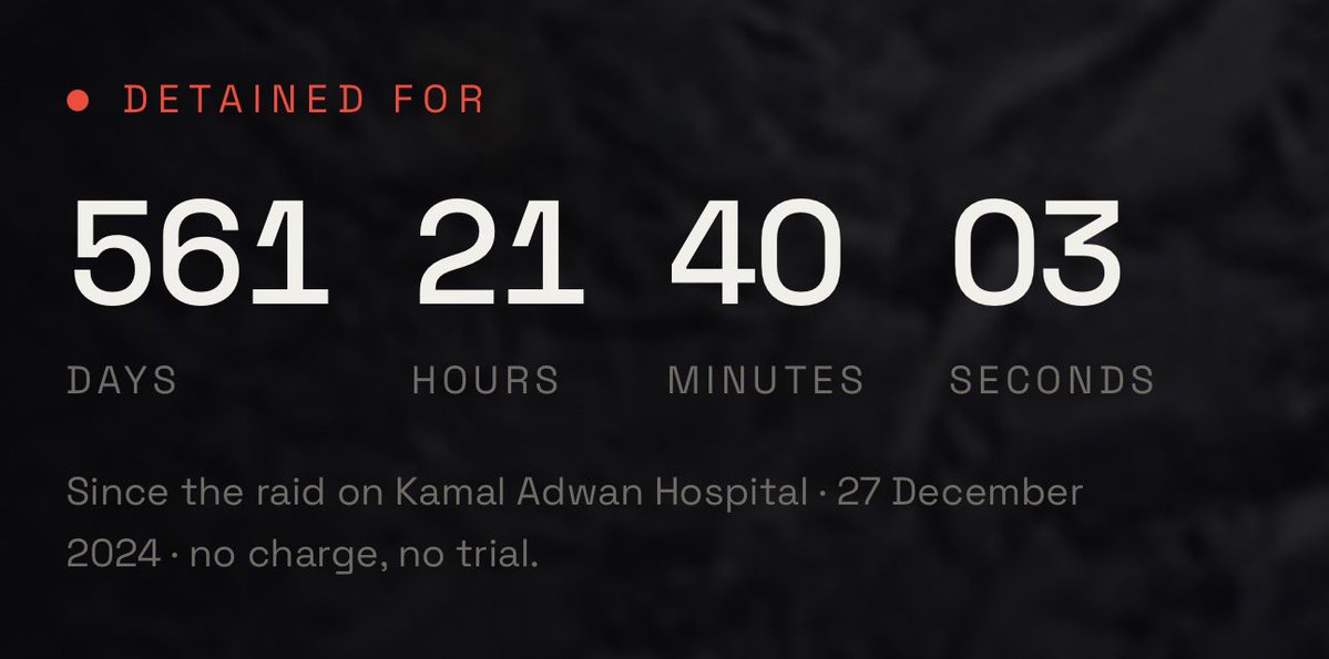 DropSiteNews's tweet photo. A website dedicated to securing the release of Dr. Hussam Abu Safiya has been launched. It includes information about his life, the latest updates on his case, and a timer tracking how long he has been held in Israeli torture prisons.

➡️ https://t.co/4s3faruFlb https://t.co/44YKClyajm