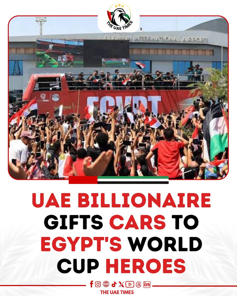 ORSerranoB's tweet photo. Cosas de este mundo:😧
El multimillonario de los Emiratos Árabes Unidos, Mohammed Khalaf Al Habtoor, ha regalado coches a todos los miembros del equipo nacional de fútbol de Egipto en reconocimiento a su notable campaña para la Copa Mundial de la FIFA. https://t.co/oCm5WjURmr