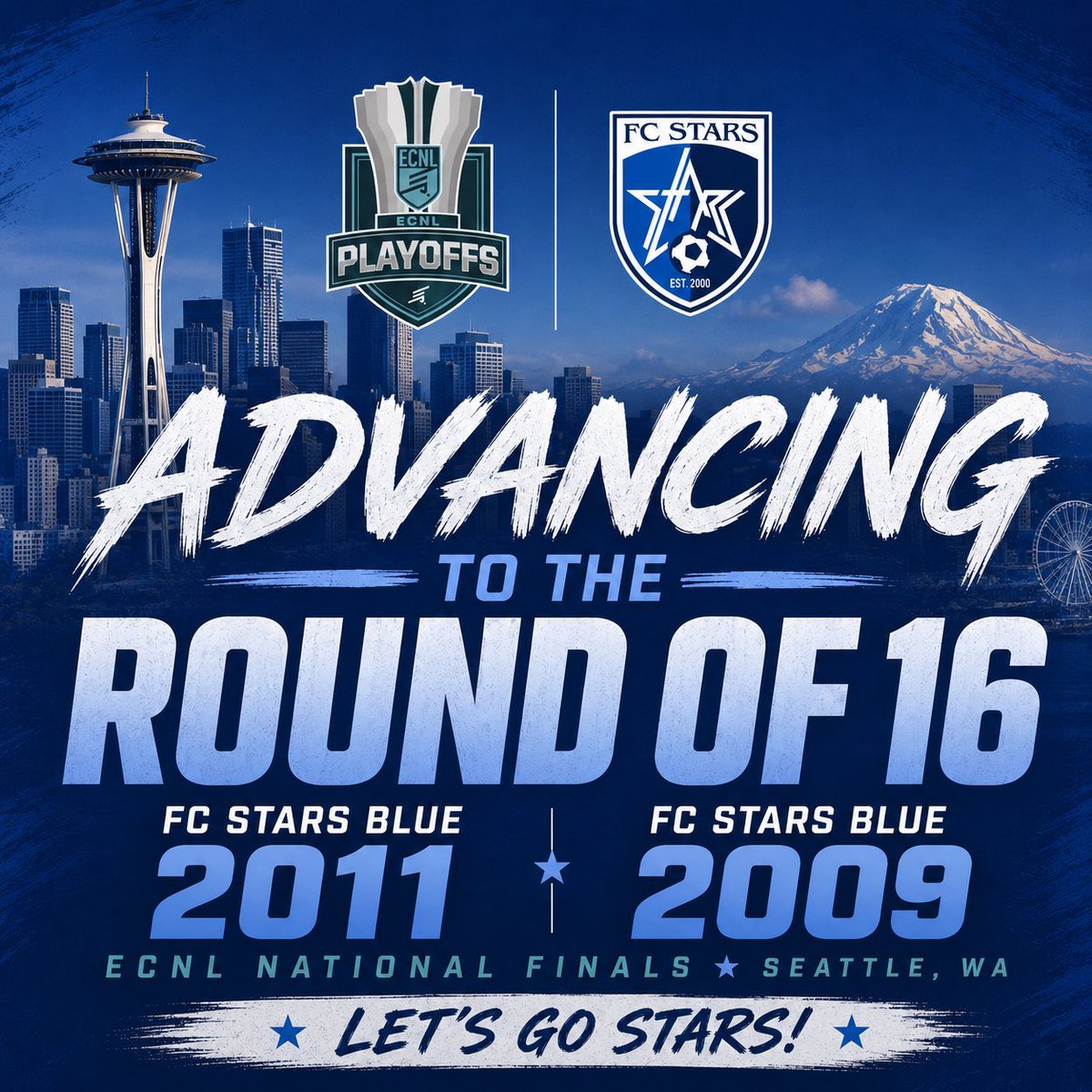 starsofma's tweet photo. Congratulations to our FC Stars Blue 2011 and 2009 teams on advancing to the Round of 16 in Champions League at the ECNL National Finals! 

Good luck tomorrow, ladies! #StarsNation https://t.co/dLtoWVvLa5