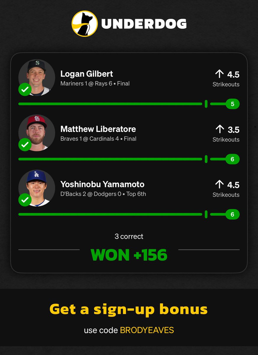 brodyeaves15's tweet photo. Never a doubt✅✅✅💰
Appreciate it @IntelliPickz 🫡
Let’s keep it movin.
#Gambling𝕏 #IntelliPickz #brodyknowsball https://t.co/hJ0RTLI3kX