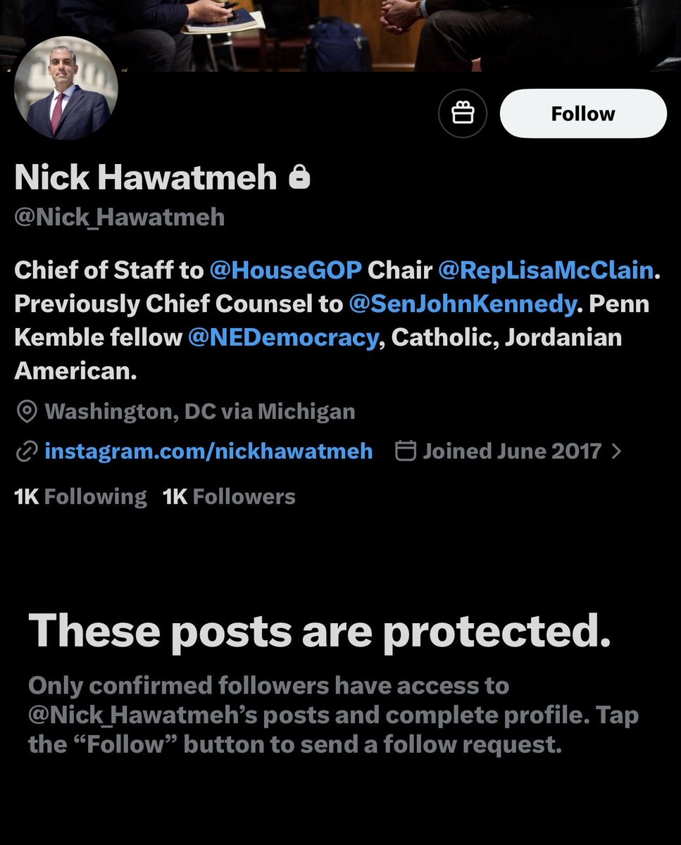 LauraLoomer's tweet photo. Hey @RepLisaMcClain, 

Why is your Chief of Staff’s social media locked down? 

“These posts are protected”

What does he not want us to see? https://t.co/n3BGZpttGD