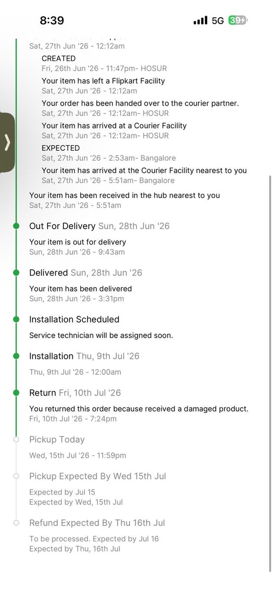 Alpuros's tweet photo. @Flipkart wake-up without hope and feel m cheated,company have no embarrassment no feel shame from long time I m chasing for pick up delivered damaged tv, daily sending pickup scheduled end of the day feel m cheated 😀@flipkartsupport https://t.co/wRGKgQfToT