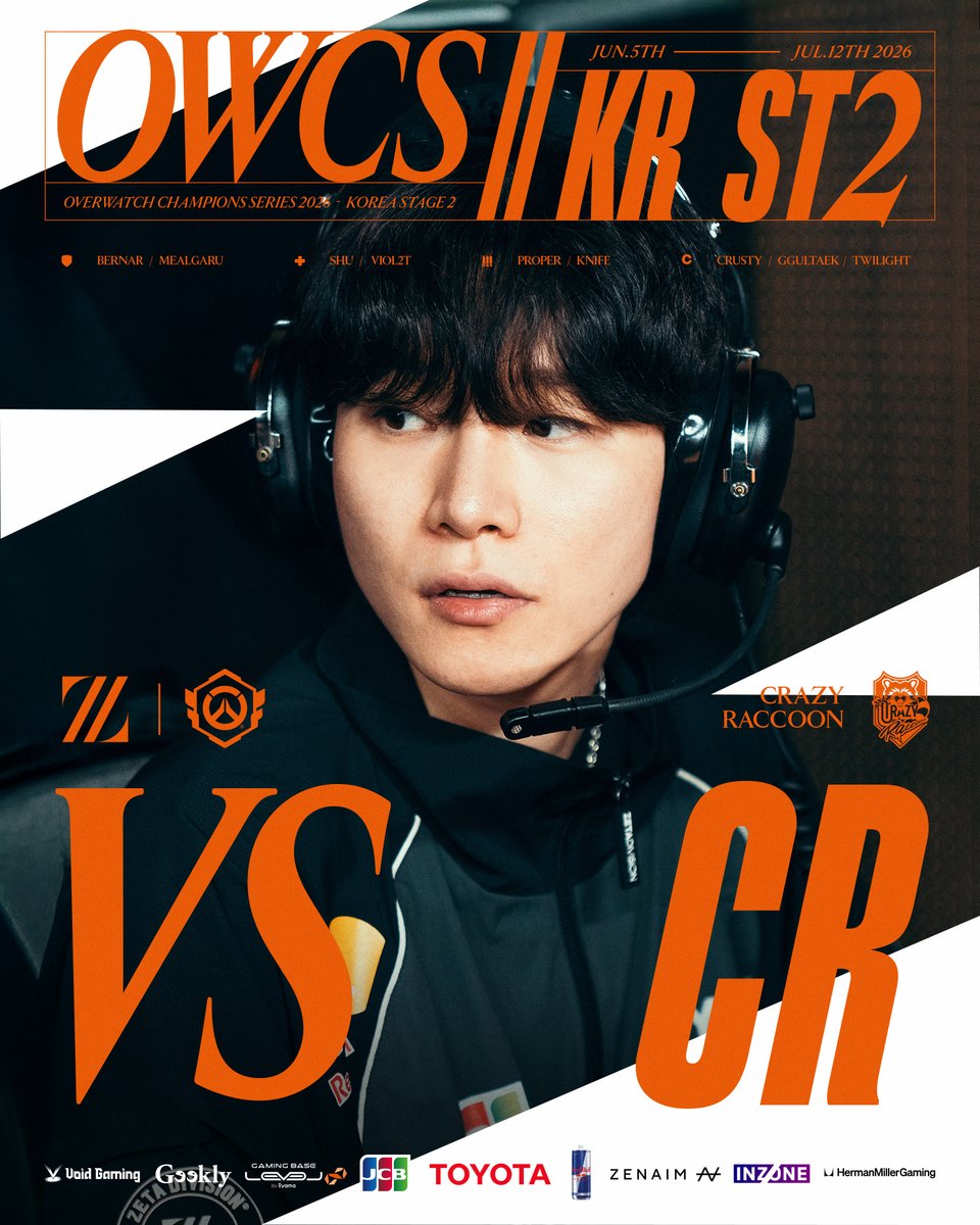 AIMWITHPRIDE's tweet photo. ⚡️Overwatch Champions Series 2026 KOREA Stage 2

Playoffs // BO7
🇯🇵7/12(Sun) 17:00~
vs Crazy Raccoon

Two men enter, One man leaves⚔️
相まみえるは世界王者🦝

📺https://t.co/lfOXsmqjs6

#ZETAWIN #OWCS https://t.co/3a9f3lpCkD