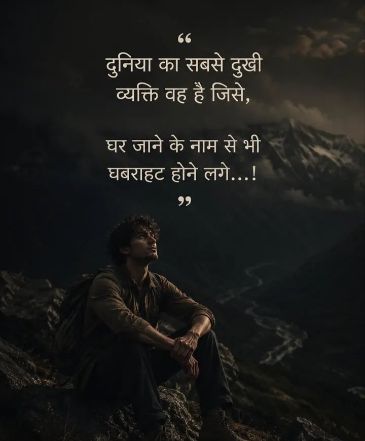 sharmasapanasha's tweet photo. दुनिया का सबसे दुखी व्यक्ति वह है जिसे घर जाने के नाम से भी घबराहट होने लगे... https://t.co/DN7gHWa2uN