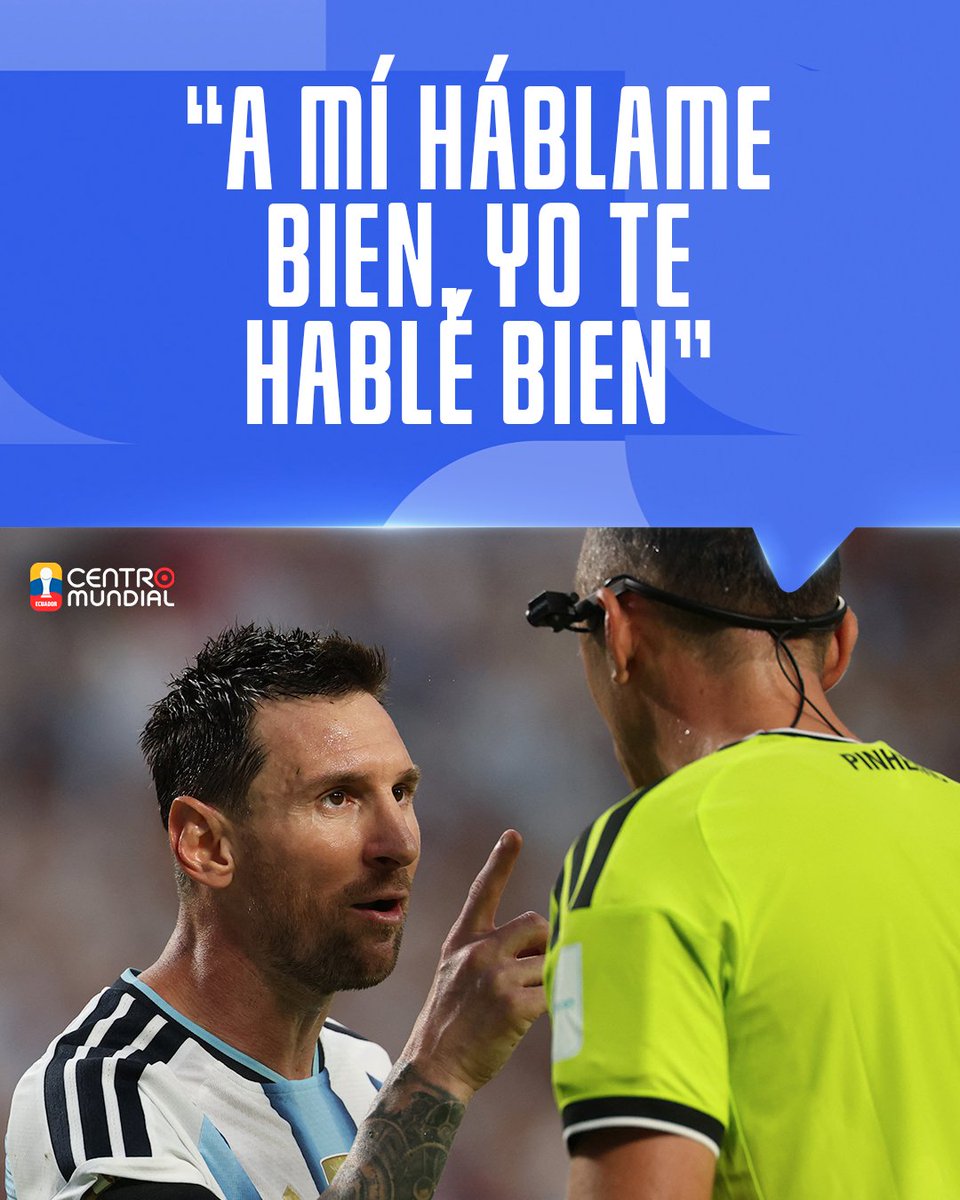 radiocentroec's tweet photo. Durante los cuartos de final del Mundial 2026, Lionel Messi frenó al árbitro João Pinheiro diciéndole: "Hablá bien, no me faltés el respeto. A mí háblame bien, yo te hablé bien". 

El tenso cruce en Kansas City fue confirmado en tiempo real por Infobae Deportes. https://t.co/0TPf7P3omU