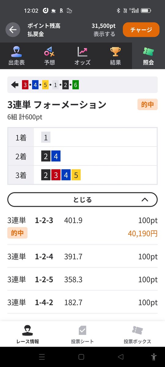 zelous48's tweet photo. 小田原６

1-2-3　401.9倍を12点で🎯

ガールズで超久々特大ヒット！

1-2で並んでくれてよかった https://t.co/rMvAS0BbJE