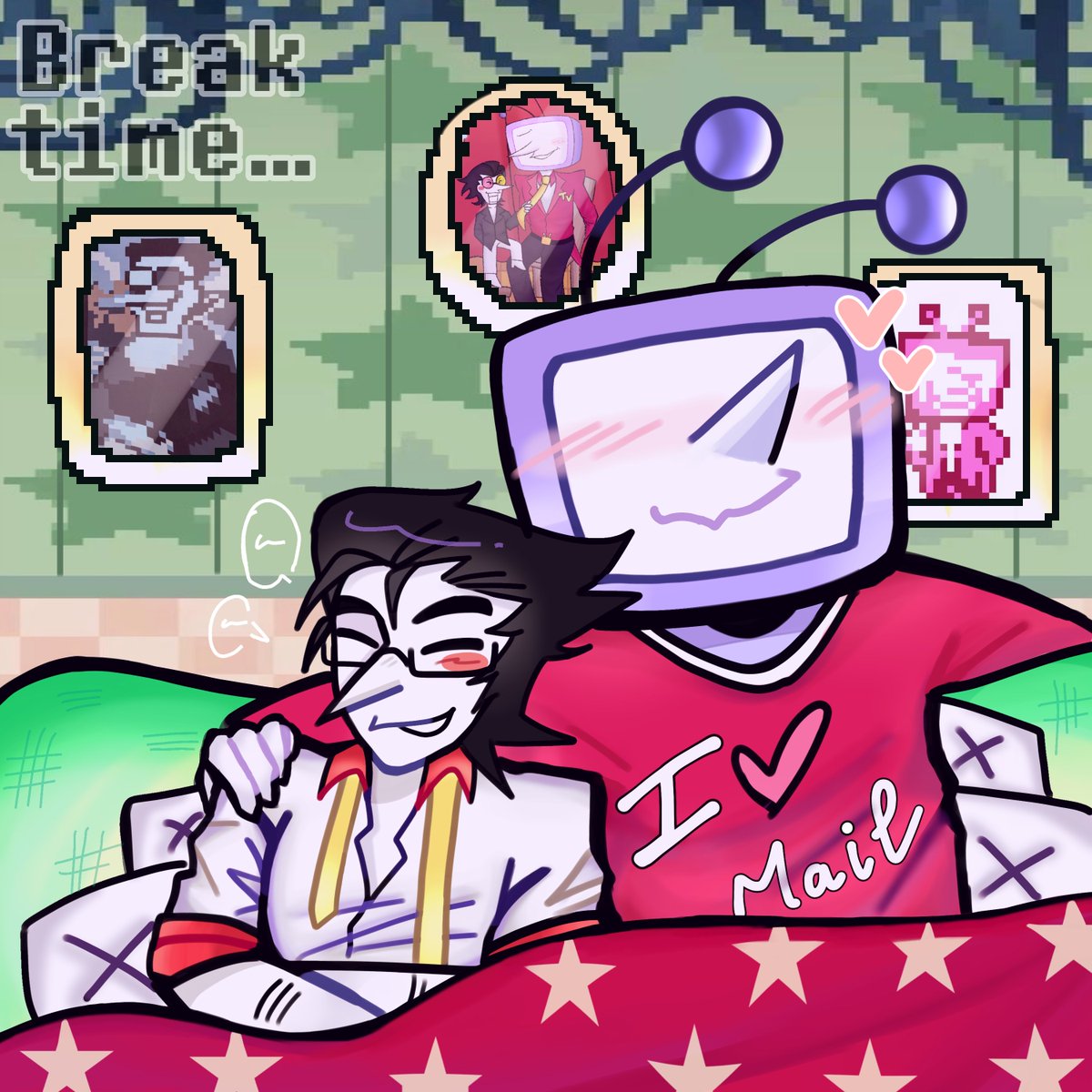 Trouvailekun's tweet photo. Spamtenna Breaktime - An art event 

Ya all can support me by voting 4 me in the last slide 💜💜

#spamtenna #spamton #deltarunefanart 
#tenna #fyp ㅤㅤㅤ https://t.co/OTYJVV5J1q