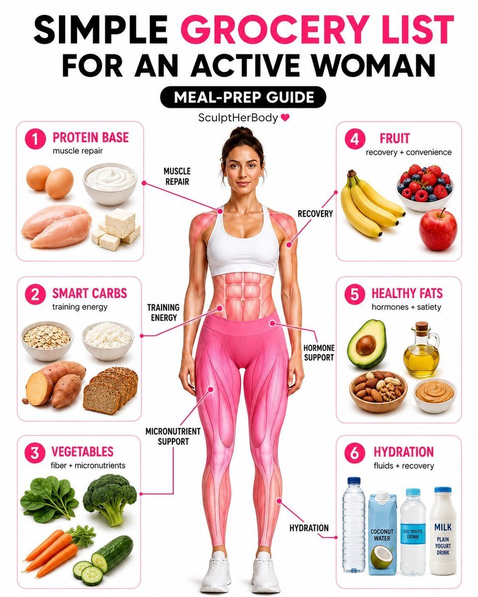 MindForgenz's tweet photo. Simple Grocery List for an Active Woman. https://t.co/SzMeDGKQyQ