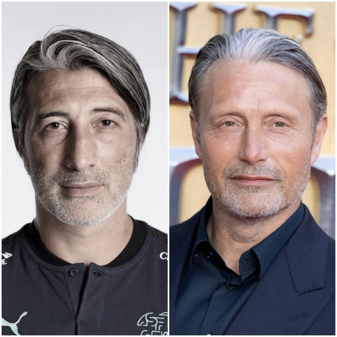 mara_valro's tweet photo. El entrenador del equipo de Suiza es el hermano gemelo perdido de mads mikkelsen 🤣🤣 https://t.co/Dk6jxaiT0p
