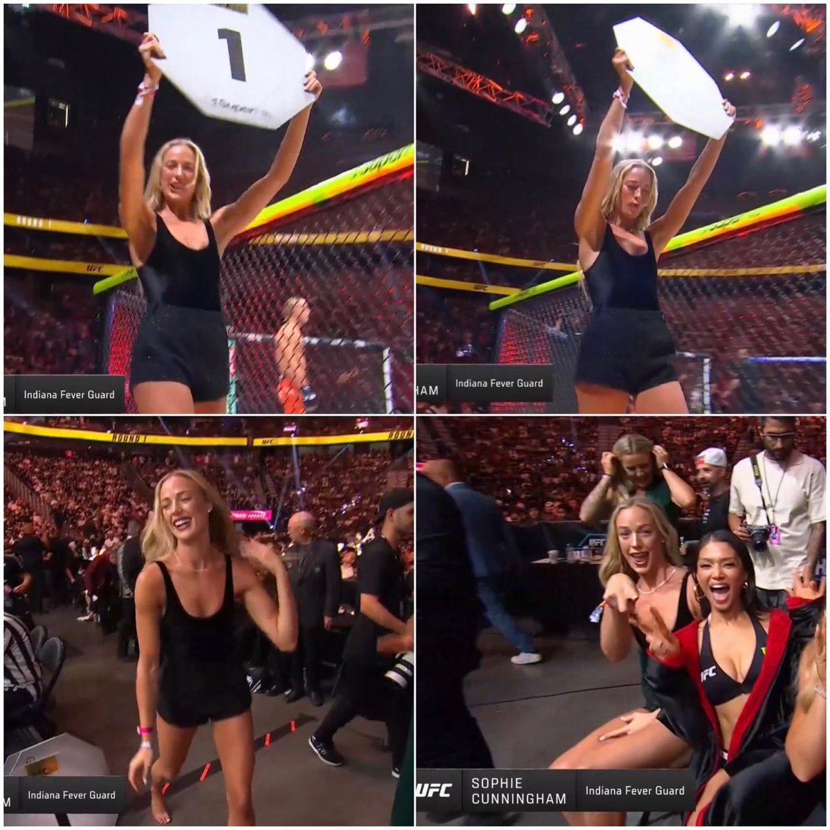 HaterReport's tweet photo. Sophie Cunningham was the ring girl for the UFC fight between Paddy Pimblett and Benoît Saint Denis. https://t.co/VNbGAKg3r7