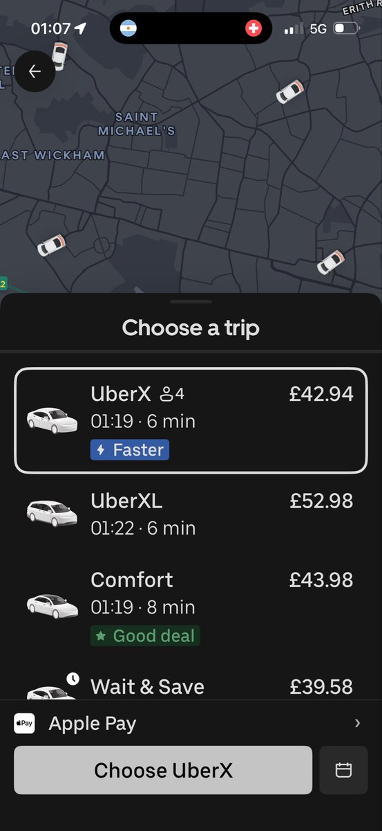 colcollette's tweet photo. @Uber over £40 for 2.4 mile journey WTF!!! 🤬 you say prices are higher as your busy, so your making more money so what’s the justification for charging quadruple prices !! https://t.co/WXP9124S9z