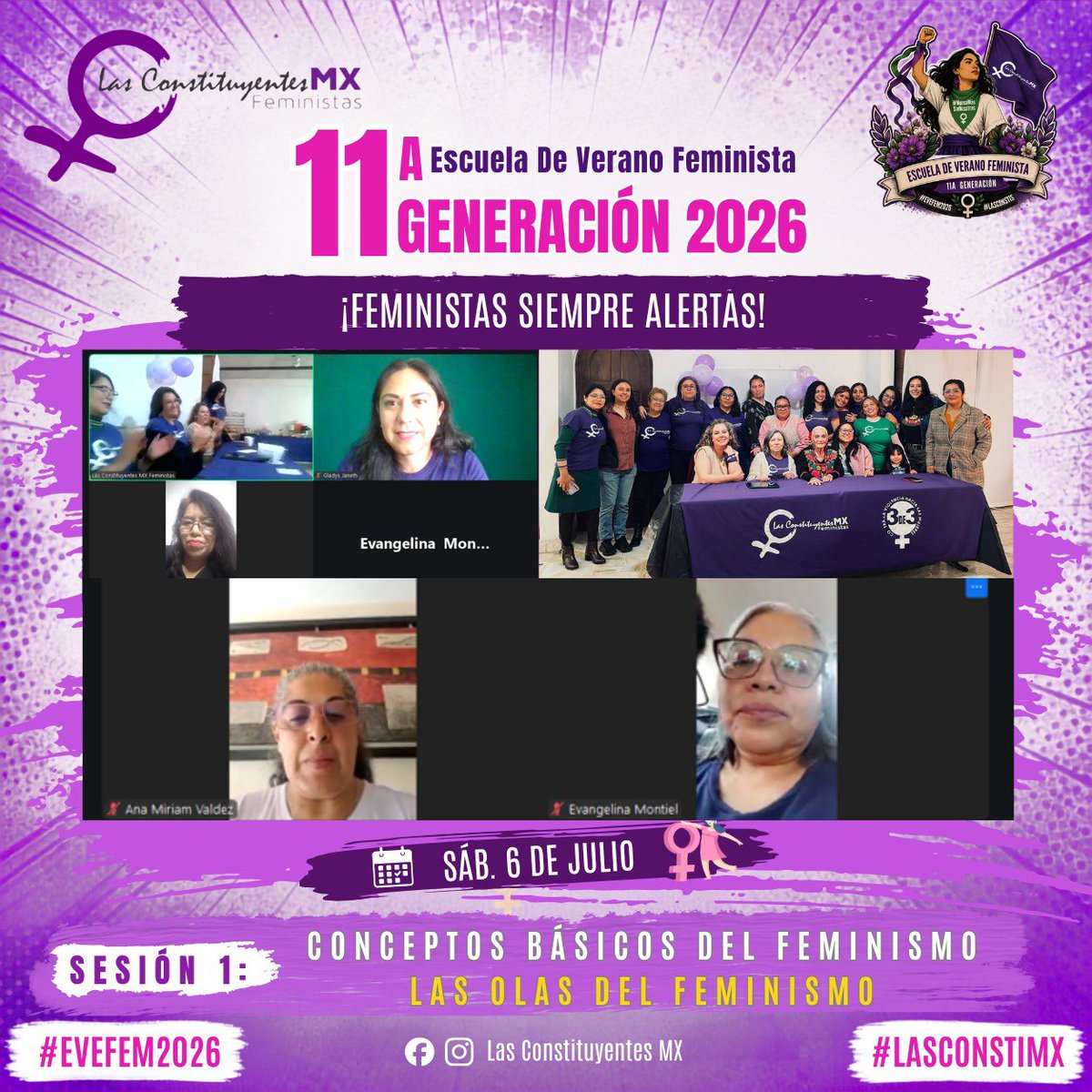 LasConstiMX's tweet photo. Tuvimos una gran jornada y buen inicio de la 11va. Generación de la #EVEFEM2026 
Muchas gracias a las alumnas y las Maestras Vanina Hernández y Estrella López
"Nadie va a hacer la historia de las mujeres que nos antecedieron... Lo hacemos o se acabó la memoria." 
Marcela Lagarde https://t.co/7e0daMG1LD