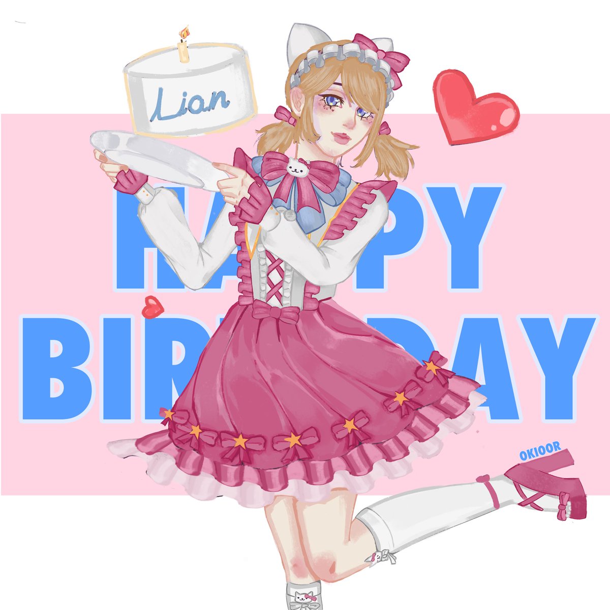 OKIOOR's tweet photo. Commission for @shortcakelan! Happy Birthday!! https://t.co/fssG40PPxL