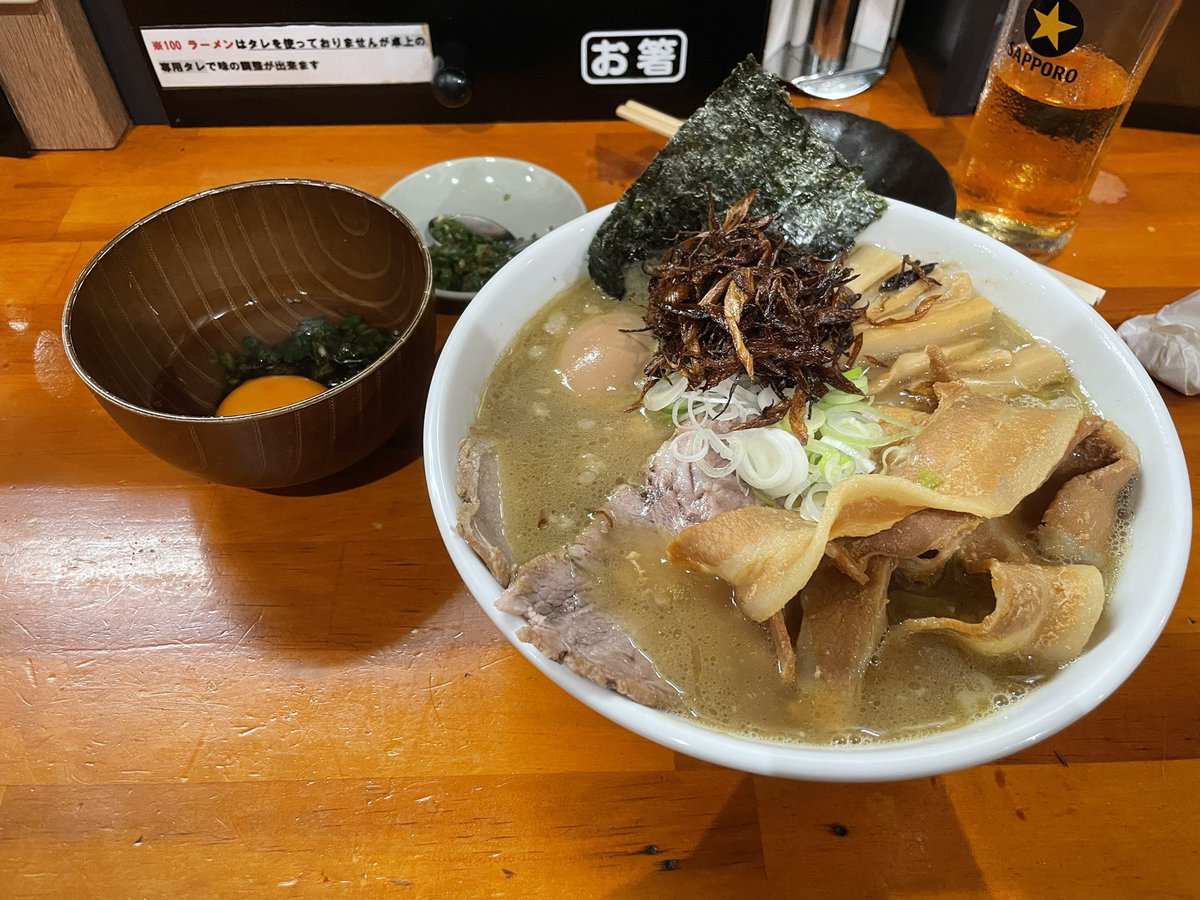 HIG_HARDCORE's tweet photo. 一条流がんこラーメン金町
ハマグリの不純＋京都府フエダイ煮干＋愛知県トリ貝10kgの100SP🍜🐚🐟

貝と煮干出汁のスープが美味すぎる😋
青唐はつまみと一緒に食べても👍🫑
ご馳走様でした🙏 https://t.co/RVgiLySYwT