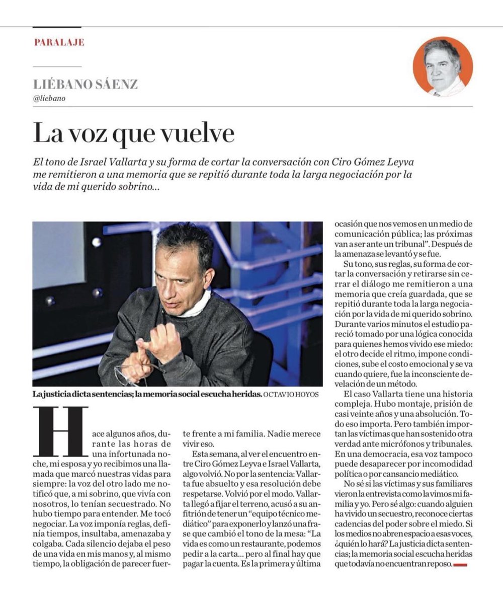 PoderCiudadTV's tweet photo. La voz que vuelve 

Para la faniticada defensora de delincuentes, aquí les dejamos este artículo, dejando de lado el perfil político de Liebano, y más de lado como familiar de víctima de secuestro. 

Hay que leerlo con atención https://t.co/TGwBc0T0Wb