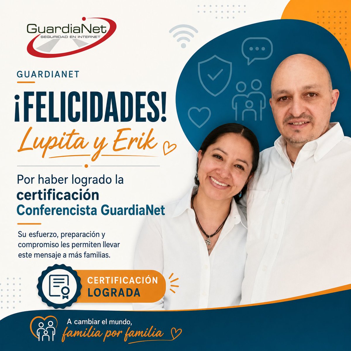 GuardiaNetMX's tweet photo. 🎉 ¡Felicidades a Erik Necoechea y Lupita Galván por certificarse como Conferencistas GuardiaNet!

✅ Escuela para Padres Digitales
✅ Examen +90%
✅ 2 conferencias impartidas

🌎 A cambiar el mundo, familia por familia.

#GuardiaNet #BienestarDigital #FamiliasFuertes https://t.co/efYnYz4AAm
