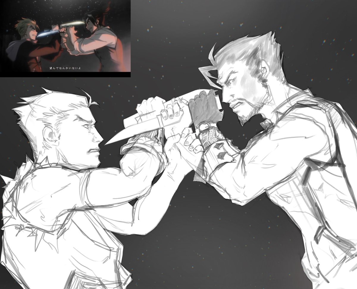 ohwyrmm's tweet photo. The Genji Hanzo fight in the YOASOBI music video interested my brain https://t.co/LguPIxdhpc