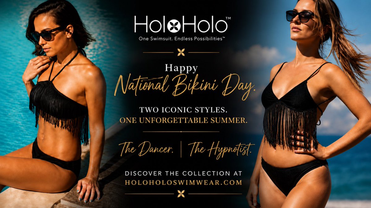 HoloHoloSwim's tweet photo. Happy National Bikini Day.

Two iconic styles. One unforgettable summer.

The Dancer. The Hypnotist.

Discover the collection at https://t.co/p9Mzq92tYC

#NationalBikiniDay #HoloHoloSwimwear #LuxurySwimwear https://t.co/3edq3ZUdQt