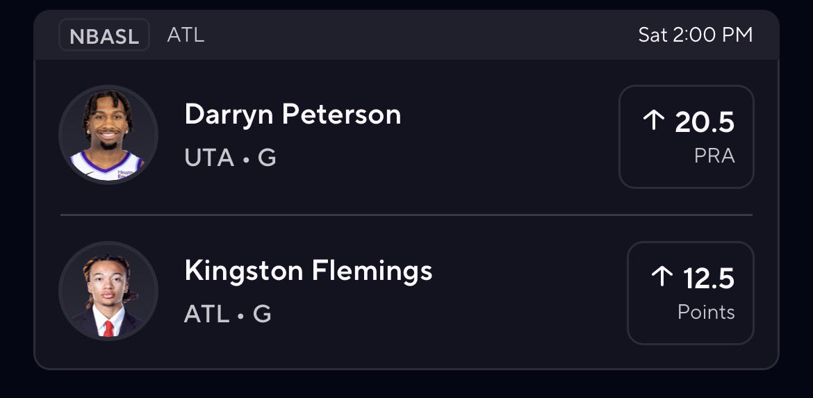 calebbets3's tweet photo. NOTIFY SUMMER LEAGUE IS HERE:
✅ - Donaldson u16.5 PRA
✅ - Peterson o20.5 PRA
✅ - Gillepsie o18.5 PRA
✅ - Flemings o12.5 Pts
✅ - Bucks -1.5
✅ - Barnhizer o16.5 PRA

Love my team man 🔥 https://t.co/eqoDM2Oz0n