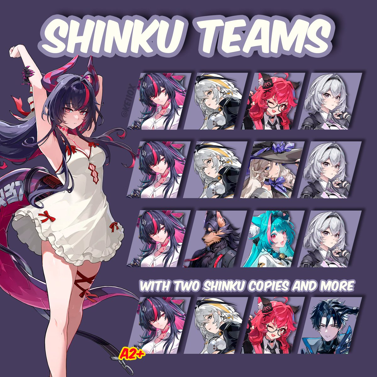 ke11ox's tweet photo. Shinku Team Comps

- If you have Skia built he can be a replacement for Hathor in any Team
- Team Comp with Chaos requires at least A2 Shinku since this team is played as a double DPS

#NTE #NTEcreator https://t.co/VvsAHcaZMJ
