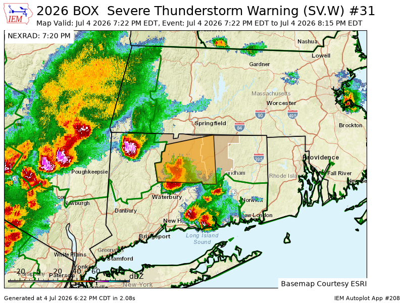 PrecisionWxFcst's tweet photo. BOX issues Severe Thunderstorm Warning [wind: 60 MPH (RADAR INDICATED), hail: 0.75 IN (RADAR INDICATED)] for Hartford, Tolland [CT] till 8:15 PM EDT https://t.co/y2tfVl7tIr https://t.co/CurfBfUrEZ