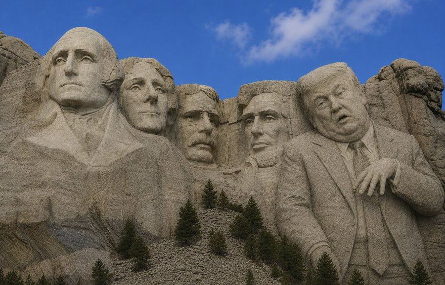 RealtorLeoM's tweet photo. @Chicago1Ray Trump belongs in Mount Rushmore with this depiction: https://t.co/8xvBvHvO8G