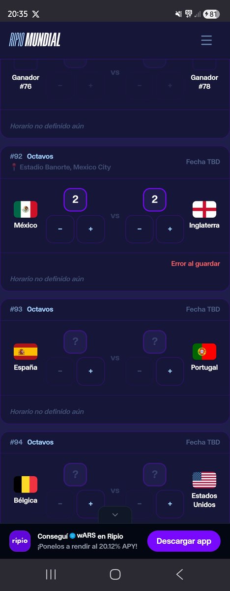 ReminiscingInX's tweet photo. @RipioApp otra vez el prode mal... Así imposible competir. Son una estafa https://t.co/1GEo9IZbGk