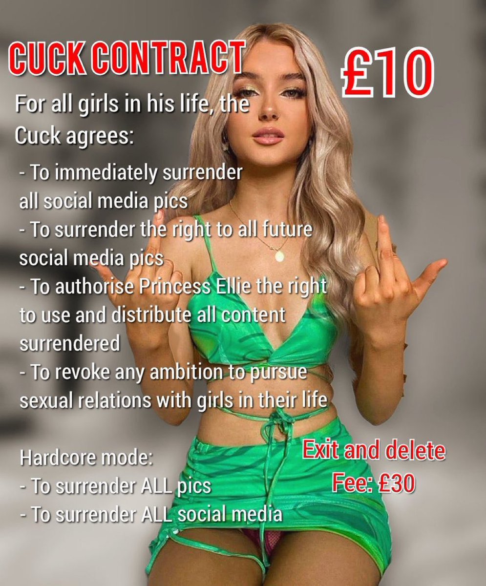 GODDESSB0Hdi's tweet photo. Introducing: CUCK CONTRACT

You have zero rights to the girls in your life. Sign the contract and hand them over for secure storage in my cuck database.

Failure to update with all new pics WHEN ASKED will result in her being made public.

Findom blackmail techdom femdom expose https://t.co/2jkuPllnNd