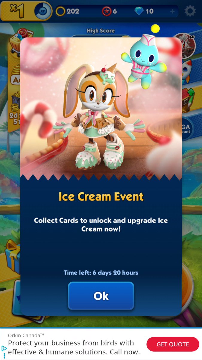 MerryKitty828's tweet photo. I reinstalled Sonic Dash after years. I had to get Cream &amp; her cute Ice Cream skin 🍦 Luckily doesn't take too long to get it 😊 https://t.co/y02rNQIFiu