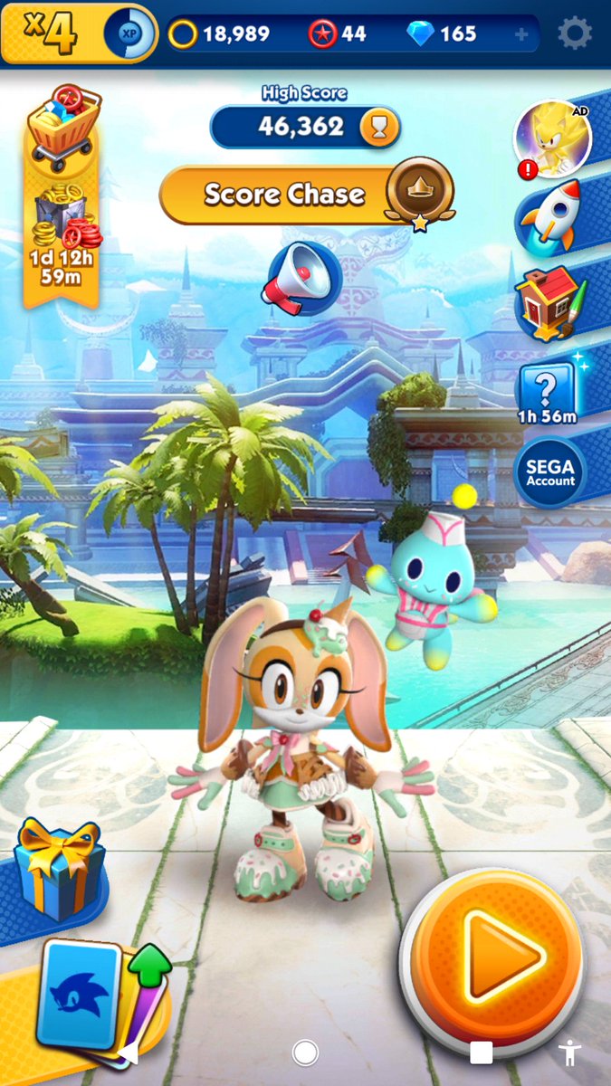 MerryKitty828's tweet photo. I reinstalled Sonic Dash after years. I had to get Cream &amp; her cute Ice Cream skin 🍦 Luckily doesn't take too long to get it 😊 https://t.co/y02rNQIFiu