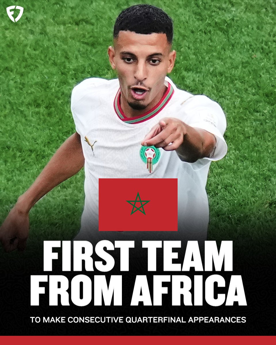 FDSportsbook's tweet photo. HISTORY FOR MOROCCO! 🙌

The first African nation to EVER reach back-to-back quarterfinals at the World Cup.

#FIFAWorldCup | #AtlasLions https://t.co/c4mNH3Wz8M