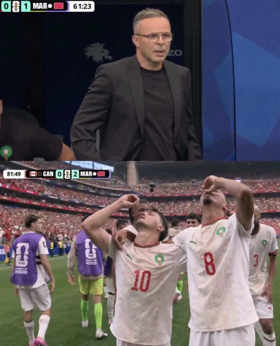 appiecule's tweet photo. Morocco are a team to be truly proud of!

Just imagine it: they came into this game after a brutal 120-minute battle against the Netherlands, then had to face a physically intense Canada side that tried to shut down every passing lane in the first half.

But what impressed me the most was the second half. I saw an incredible Moroccan mentality—constant transitions, relentless sprints, aggressive counter-pressing, Bono commanding every cross into the box, and a brilliant set-piece routine that made the difference. They played with immense pride and ended up crushing Canada 3–0.

On top of that, the coach’s tactical adjustments were outstanding. He gave Ounahi more freedom between the lines to escape Canada’s pressure, brought on Amrabat to match Canada’s physicality, and introduced Talbi to exploit the space behind Canada’s adventurous full-back.

Morocco have now become the first Arab and African nation to reach the FIFA World Cup quarter-finals in two consecutive tournaments—the greatest achievement by any African nation in World Cup history.

For the history books, Morocco. 👏🇲🇦❤️