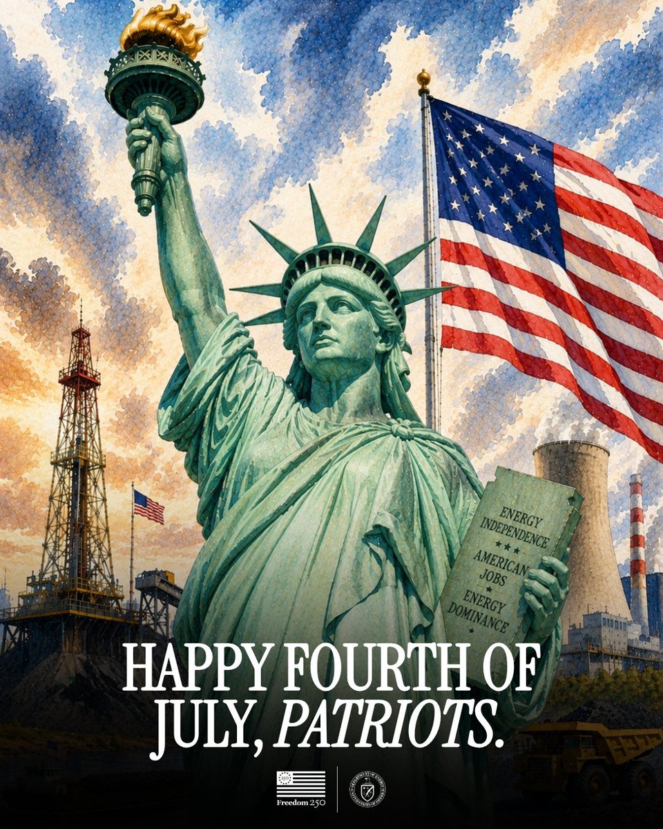 ENERGY's tweet photo. Today on America's 250th Birthday, American energy has never been so strong thanks to @POTUS. https://t.co/2CN5GPZNZt