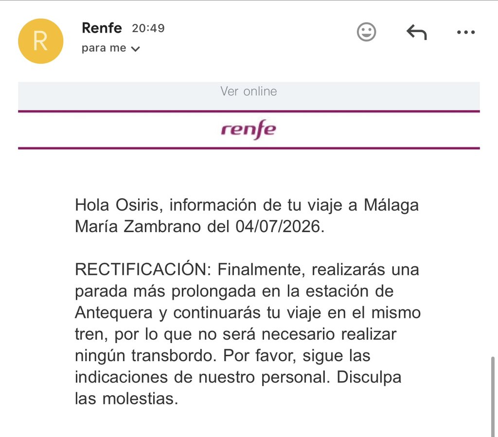 omg_5503's tweet photo. Me parece de puta vergüenza estar en un tren que nos lleguen correos electrónicos diciendo que ha sido un robo de un cable. Y hemos llegado a Antequera. Tren de Madrid a Málaga María Zambrano ( saliendo de ciudad real ). Ya hora de retraso saliendo de la estación de ciudad real. https://t.co/M3aZSeSlij