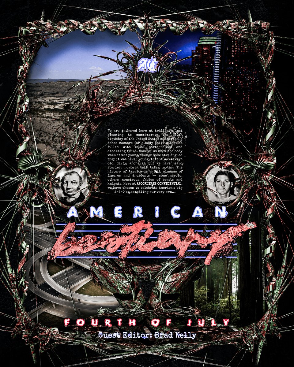 APCON_MAG's tweet photo. APOCALYPSE CONFIDENTIAL presents

AMERICAN BESTIARY 🇺🇸🦅🎆💀

w/ guest editor @bradkelly 
artwork by Robert Voyvodic

https://t.co/AMOywCdL8G https://t.co/zb6mOXj9rI