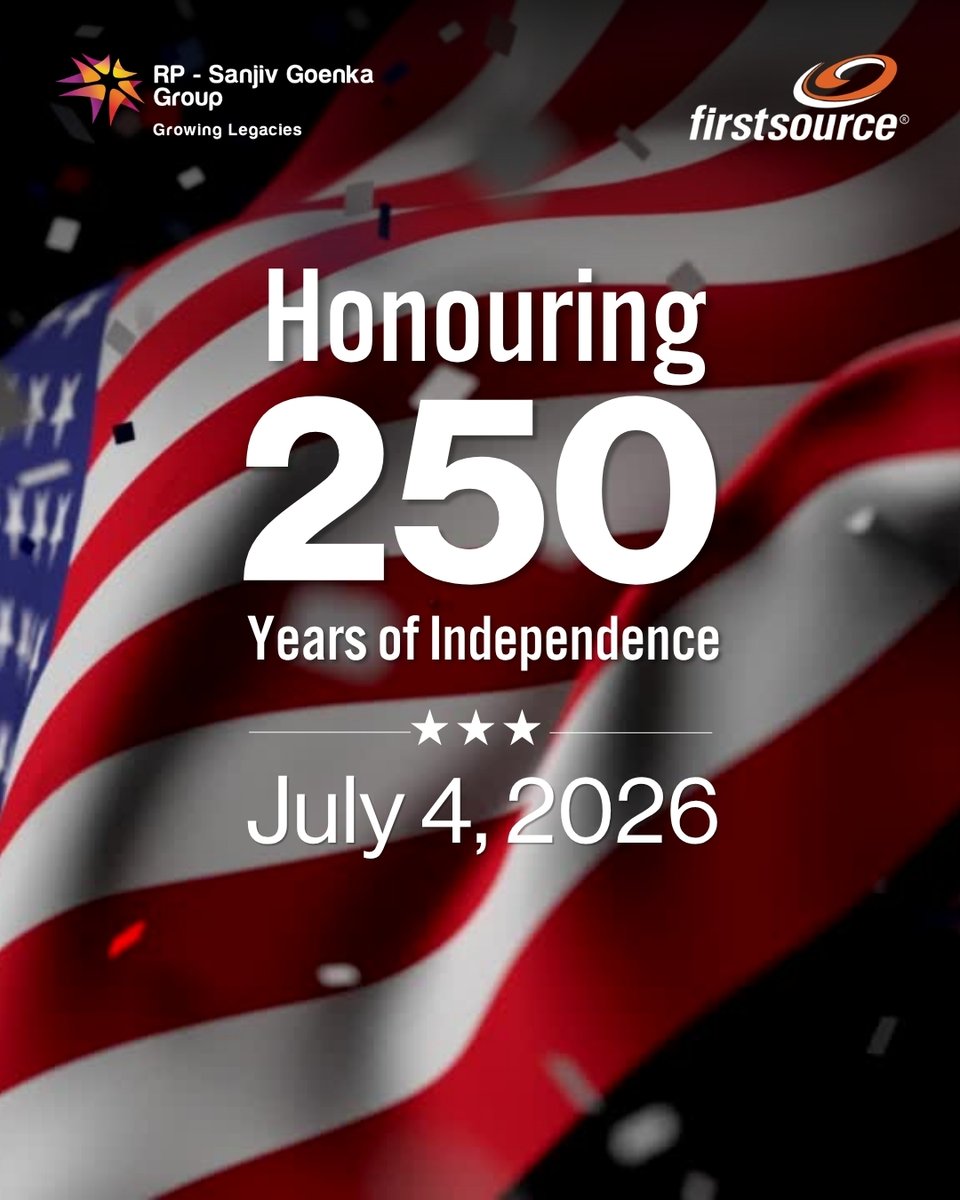 firstsource's tweet photo. As the US marks 250 years of independence, we celebrate the enduring spirit of innovation, resilience, and partnership that continues to shape the future.

To our clients, colleagues, and communities across the US - thank you for trusting Firstsource to be part of your journey. https://t.co/WYMri8OBWt