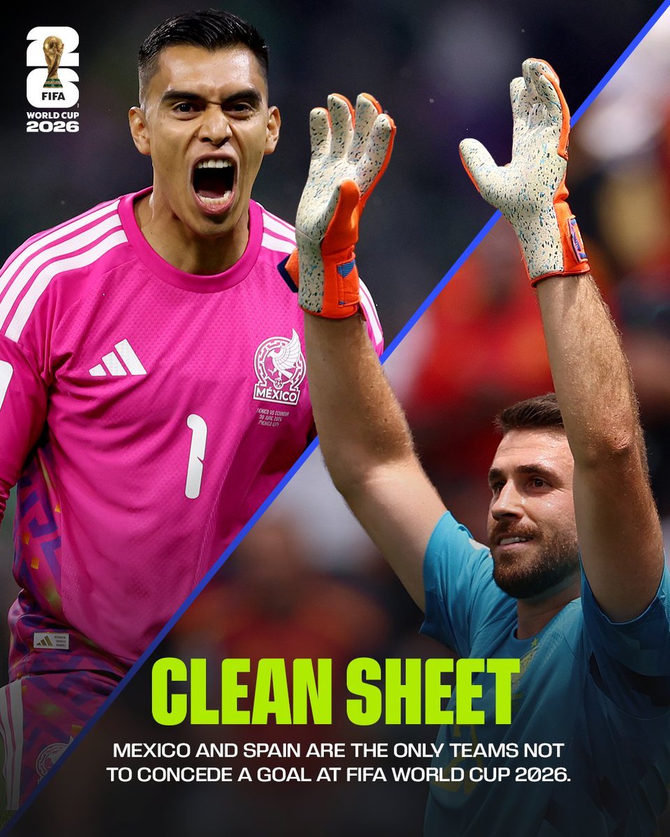 fifacom_es's tweet photo. ¡Sólidos en la defensa! 🛑 

México y España son las únicas selecciones que no han recibido goles en la @fifaworldcup_es 2026. https://t.co/9EkoL3B27g
