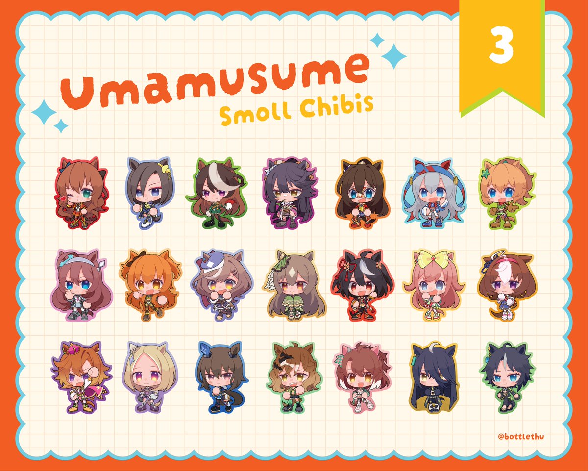 bottlethu's tweet photo. Batch 3 of smol umas!

#umamusume https://t.co/VjjTLrDIol